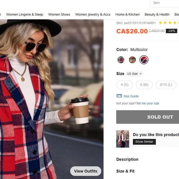 Plaid Red Blue Vest sz XL - Picture 3 of 11